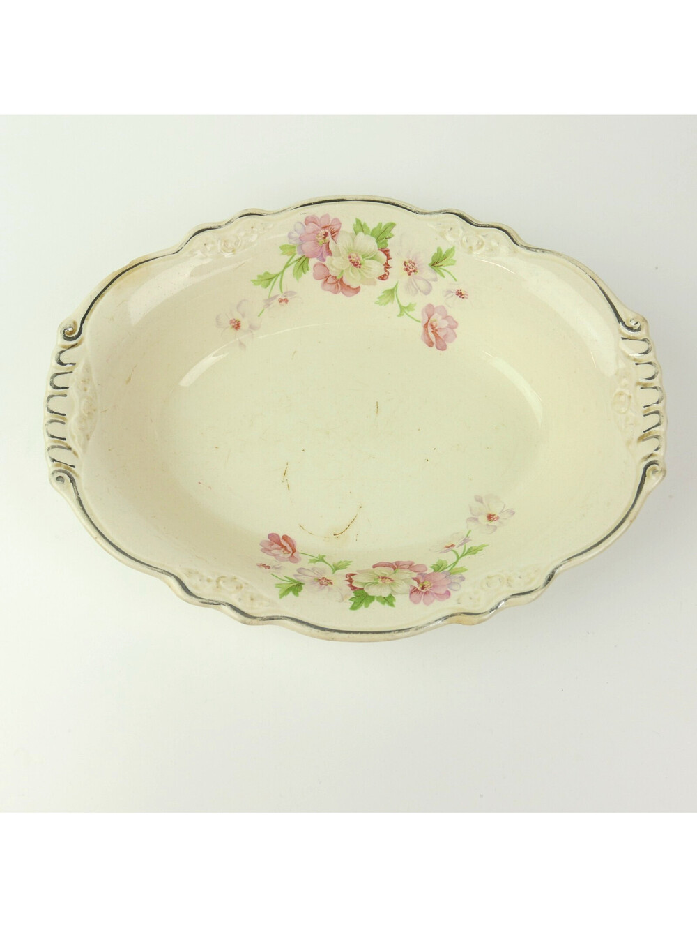 Vintage Homer Laughlin Virginia Rose Fluffy Rose 9" Oval Vegetable Bowl VR 128
